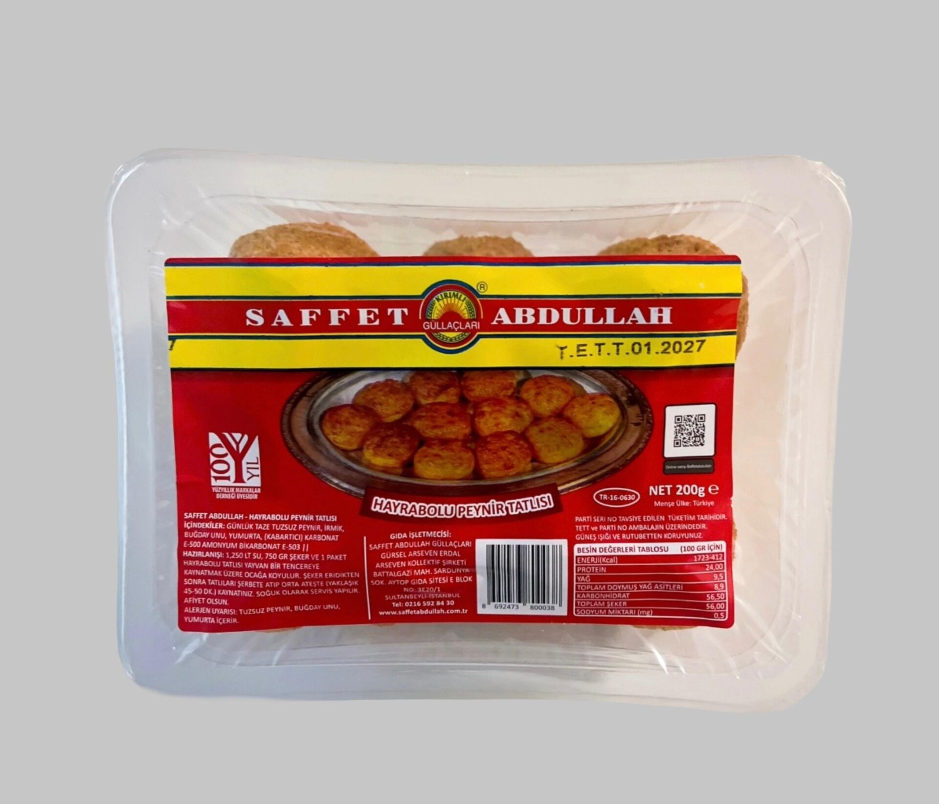 Saffet Abdullah Hayrabolu Peynir Tatlısı 200 Gr