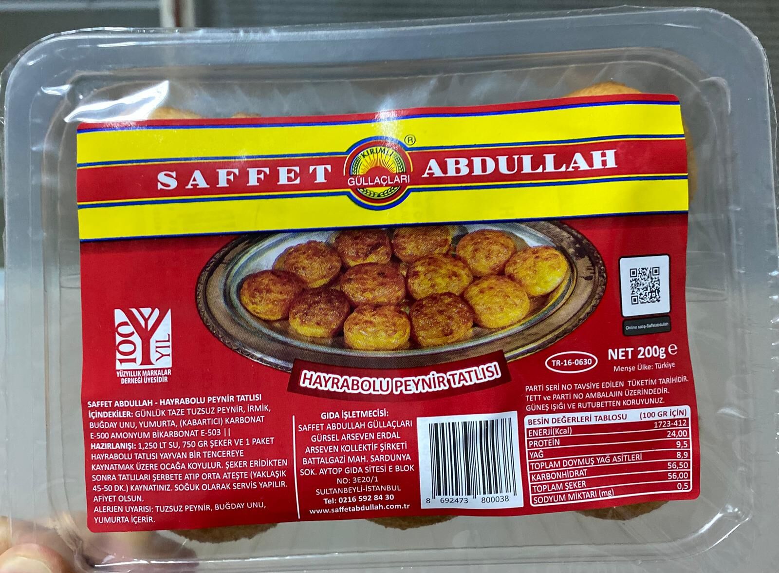 Saffet Abdullah Hayrabolu Peynir Tatlısı 200 Gr
