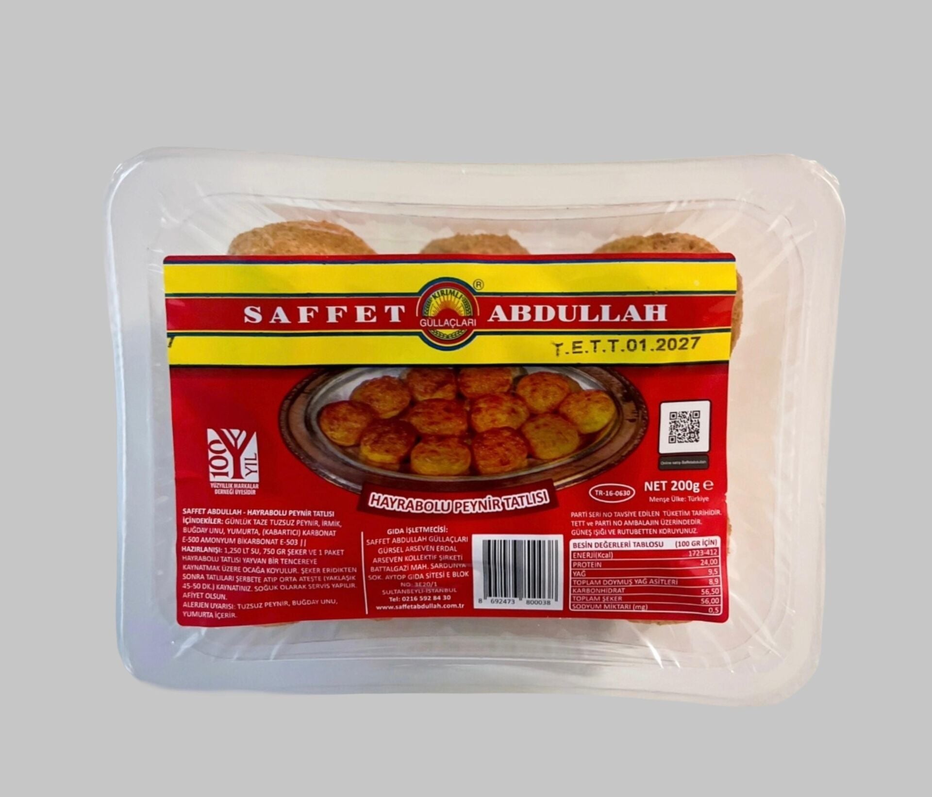 Saffet Abdullah Hayrabolu Peynir Tatlısı 200 Gr x 16 Paket (1 Koli)